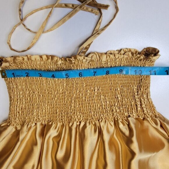 Gold Strapless Halter Tie Mini Dress  Size S/M - Picture 7 of 9